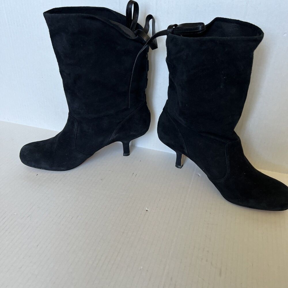 Max Studio Bootie Womens Sz 8M Leather Suede Black Boots Shoes NWOB